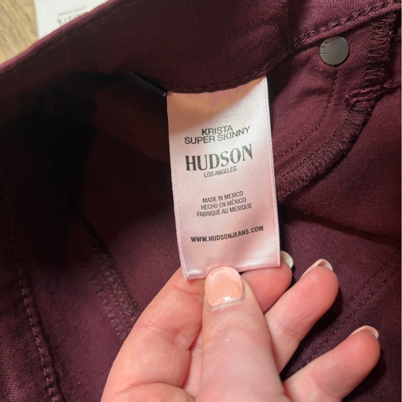 Hudson Krista Super Skinny jeans Shade  Bordeaux mid-rise - Picture 7 of 10